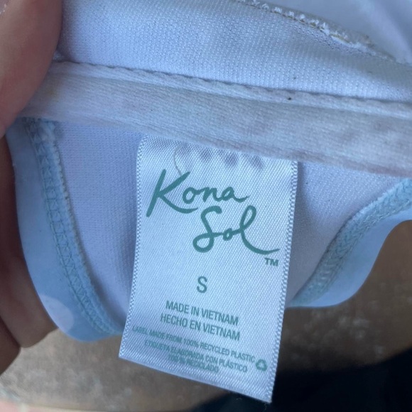 Kona sol boho Blue and white polka dot bikini top sz s - Picture 2 of 2